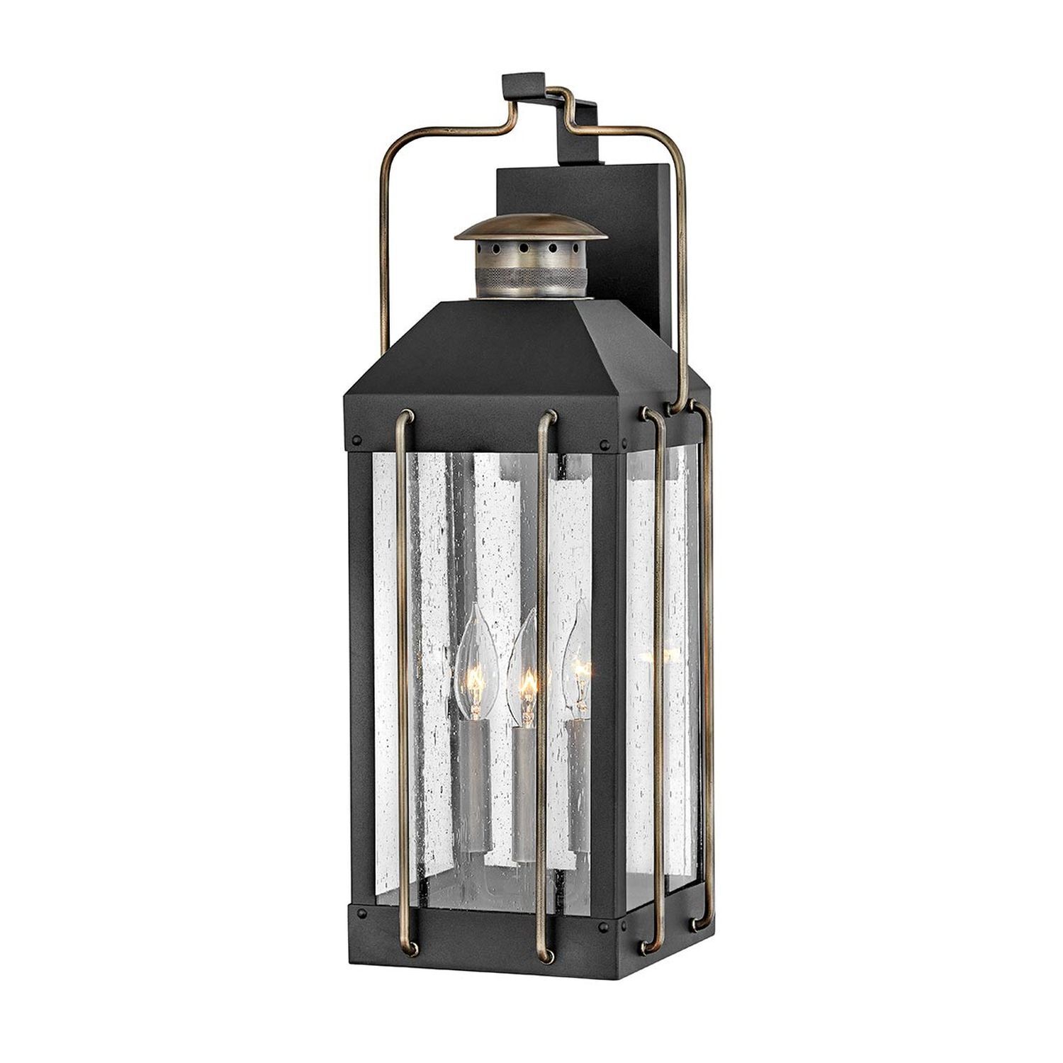 Wandlampe außen Vintage E14 IP44 H: 61 cm Alu Glas