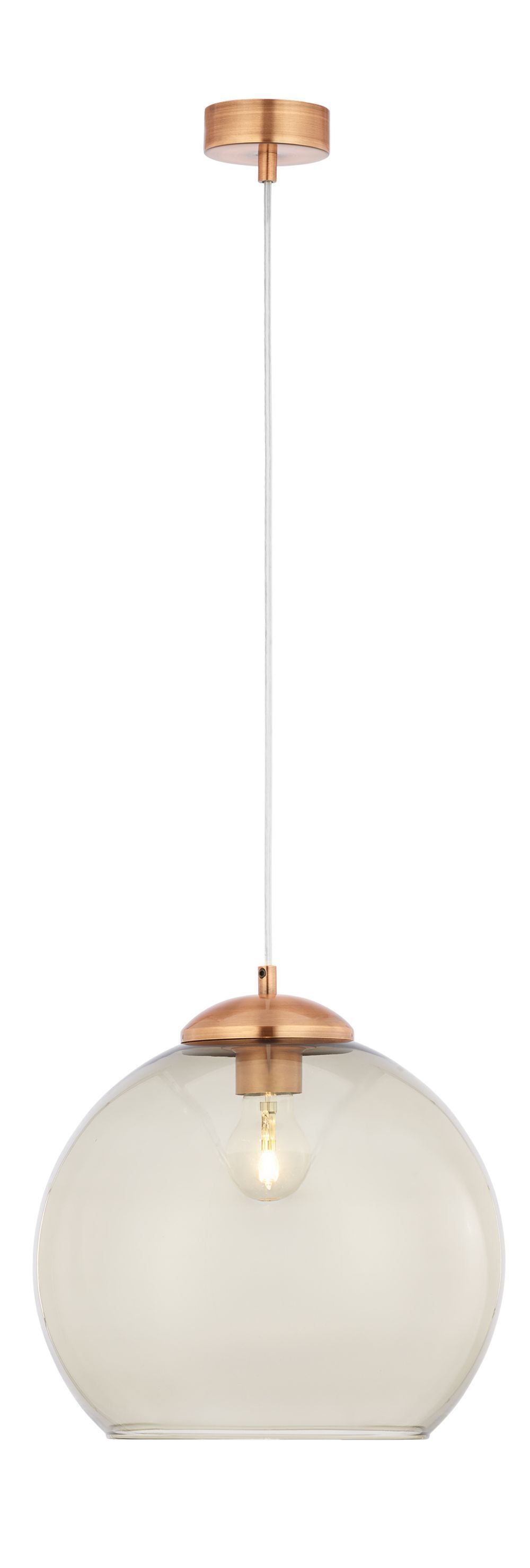 Runde Hängelampe Glas Schirm in Rauchgrau Ø29cm Lampe, Leuchte