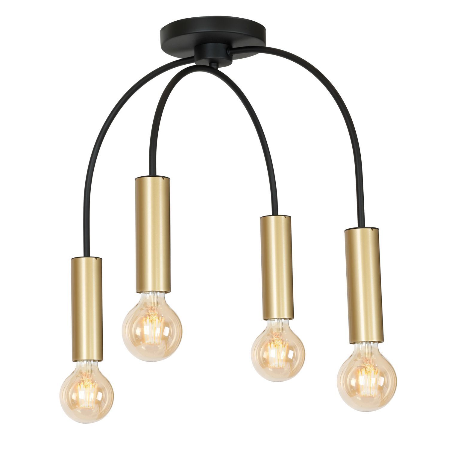 Deckenlampe Schwarz Messing 4 flammig für E27