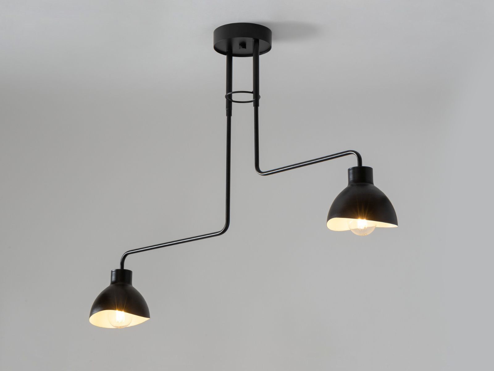 Deckenlampe 2-flammig Weiß Schwarz E27 L:93 cm länglich