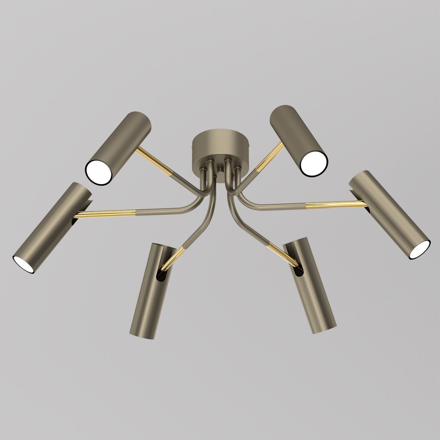 Deckenstrahler Metall in Gold B:94 cm 6-flmg flexibel Deckenleuchte, Kronleuchter, Lampe