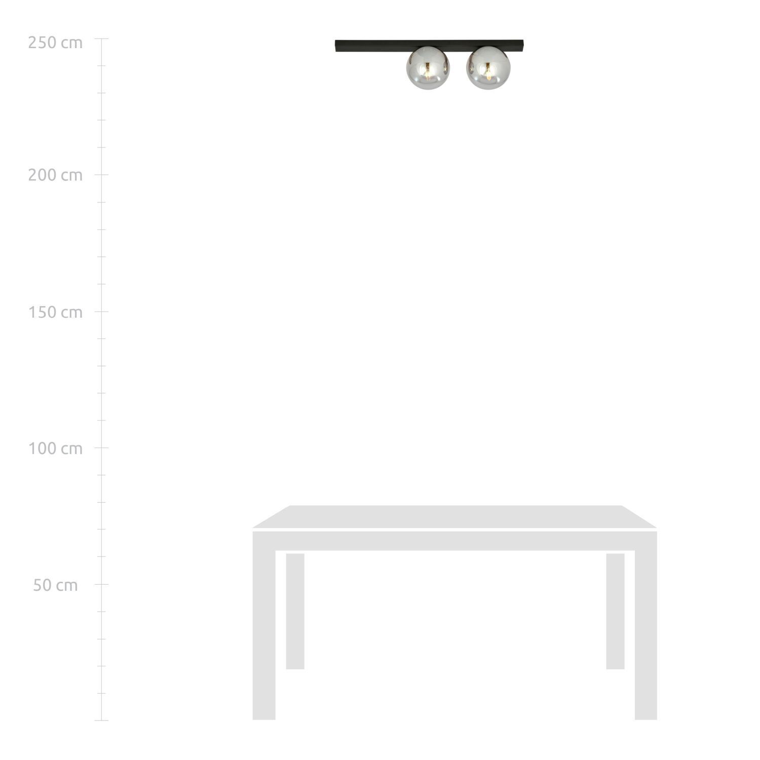 Deckenleuchte Rauchglas Metall L: 60 cm E14 2-flammig