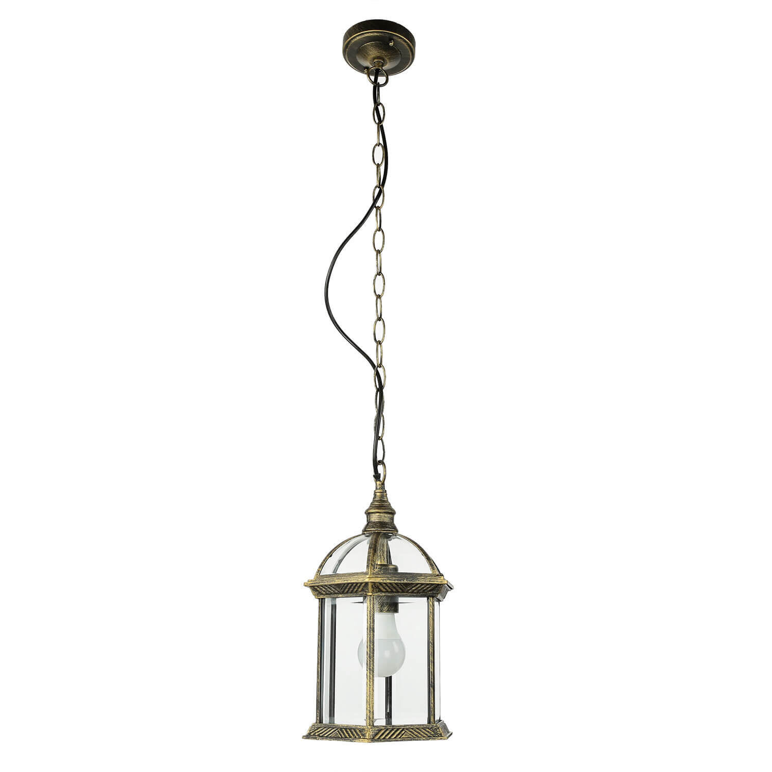 Rustikale Pendelleuchte Gold Antik für Außen WIEN Lampe, Kronleuchter
