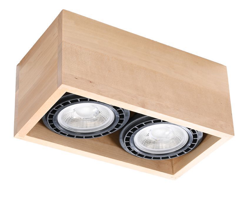 Deckenleuchte Holz eckig klein für 2x GU10 wohnlich