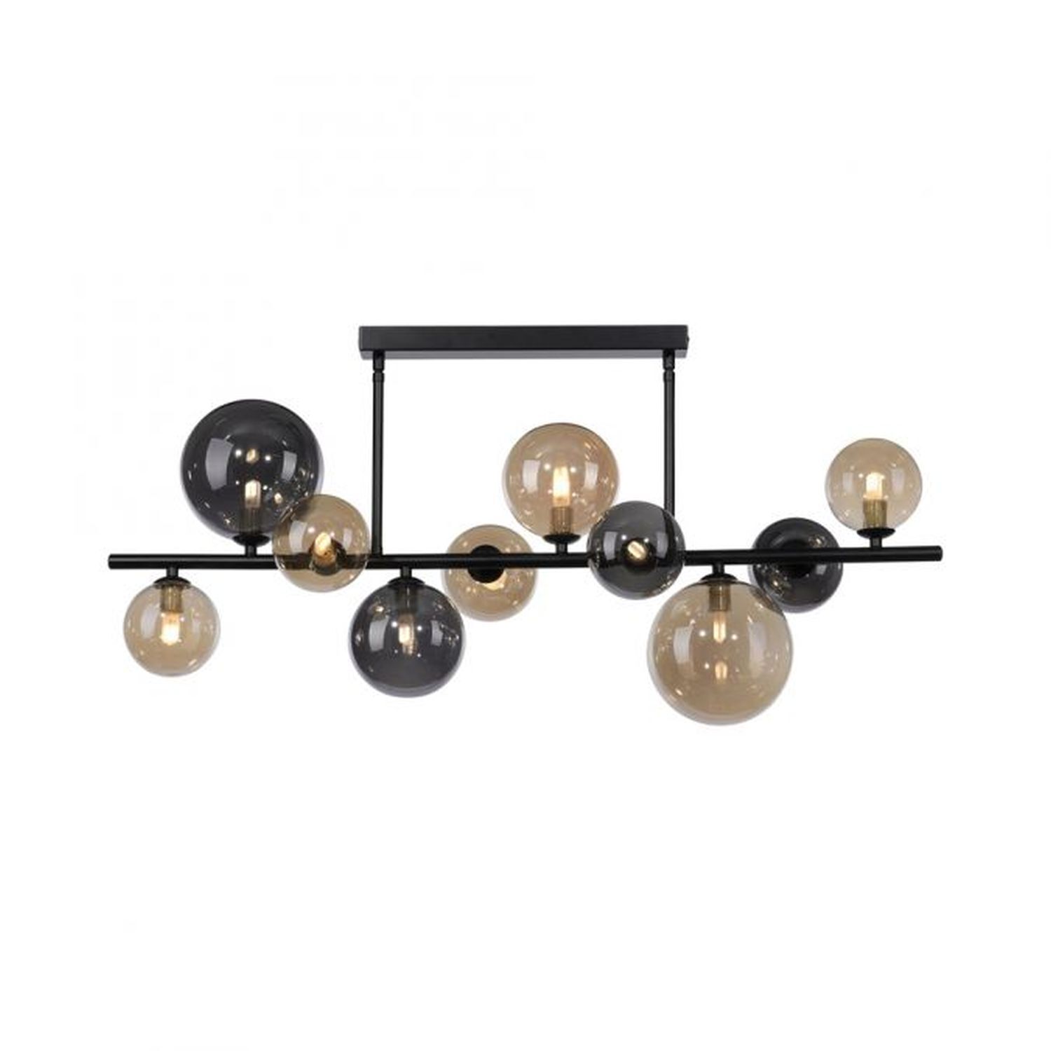 Deckenlampe Kugeln Rauchgrau Bernstein Glas 85 cm G9