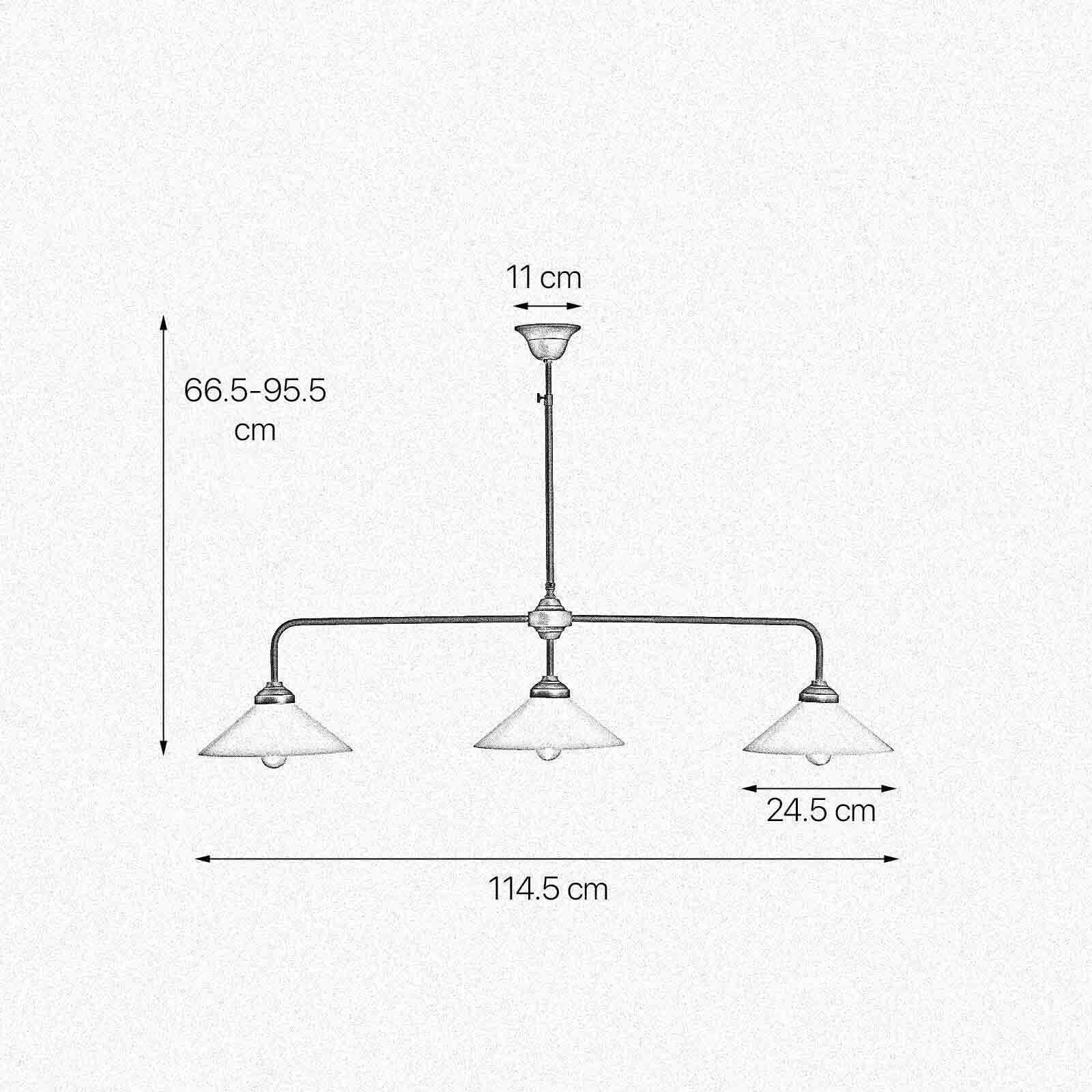 Deckenleuchte 3-flammig B: 114,5 cm Glas Messing E27