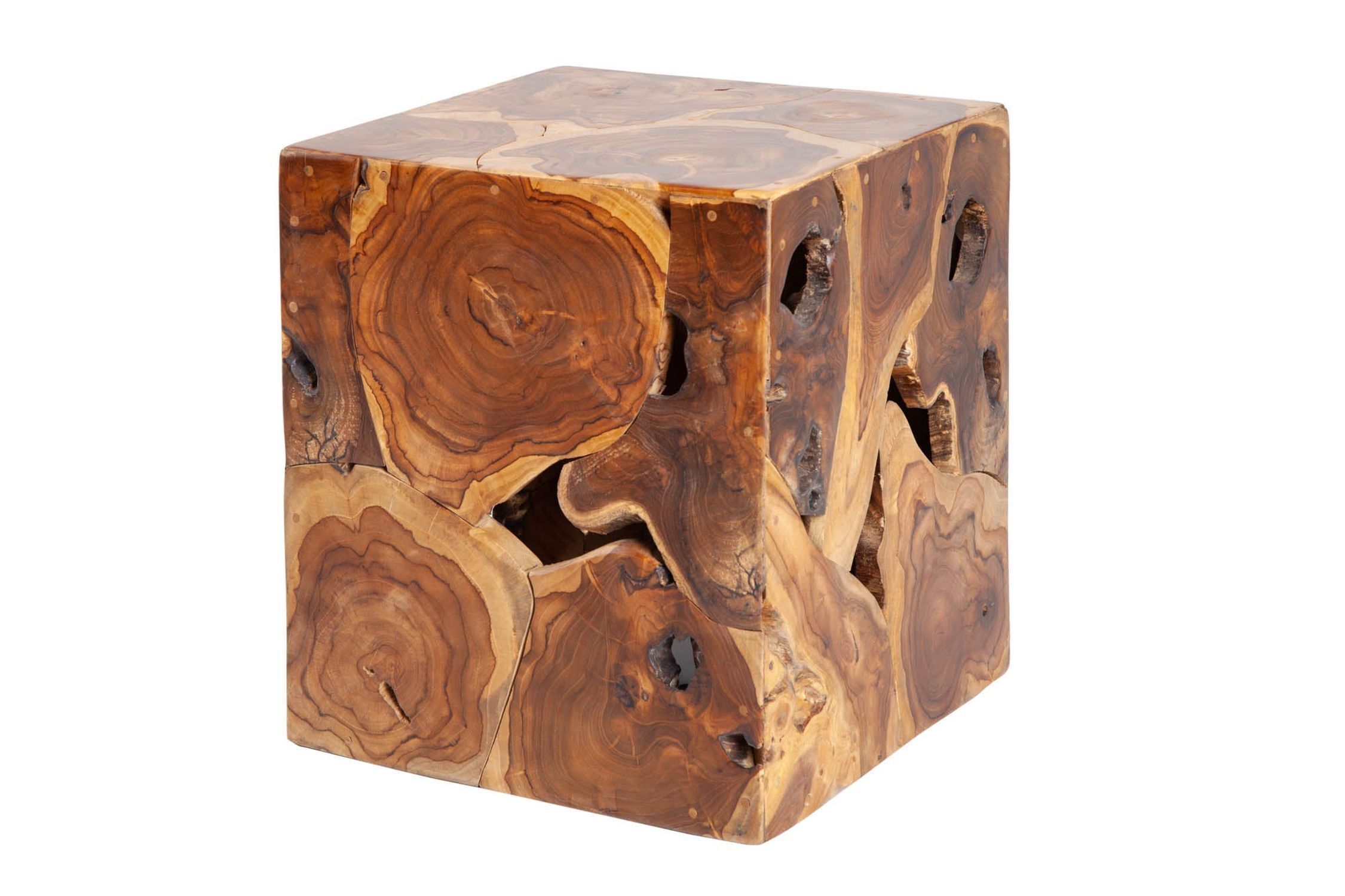 Beistelltisch Teakholz massiv B: 40 cm Baumscheiben