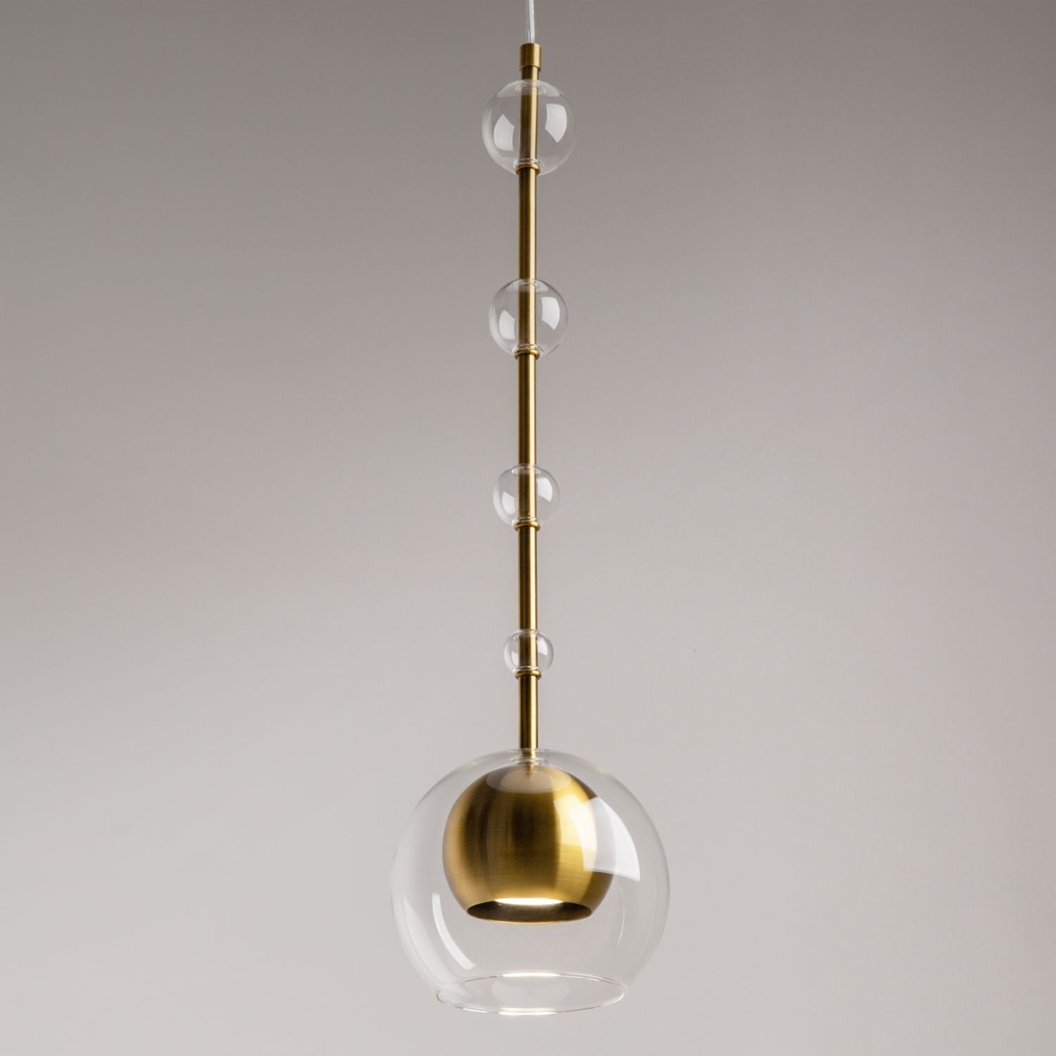 Hängeleuchte Metall Glas Ø 16 cm H: max. 362,5 cm GU10 Hängeleuchte, Glaslampe, Brass Metallic, Glas kugeln, Hängerlampe