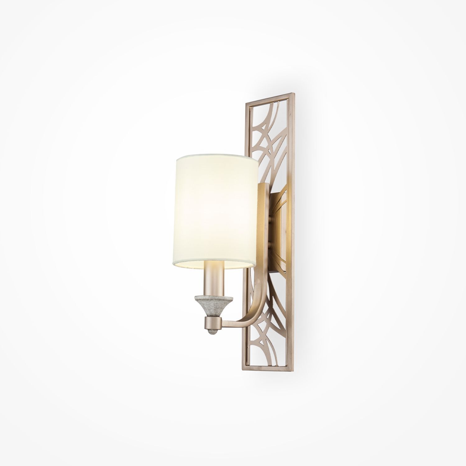 Wandlampe Metall Stoff H: 42 cm in Cremegold Weiß E14