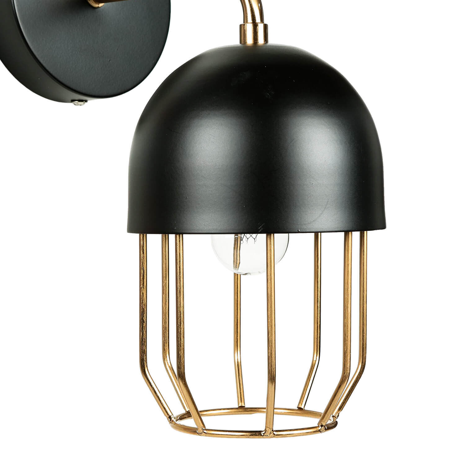 Wandleuchte Schwarz Gold E14 Metall Loft Design QUINN Lampe, Leuchte