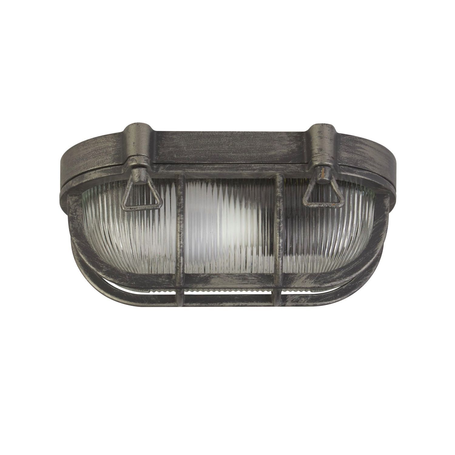 Außenwandlampe IP44 E27 H: 25 cm Maritim in Silber antik