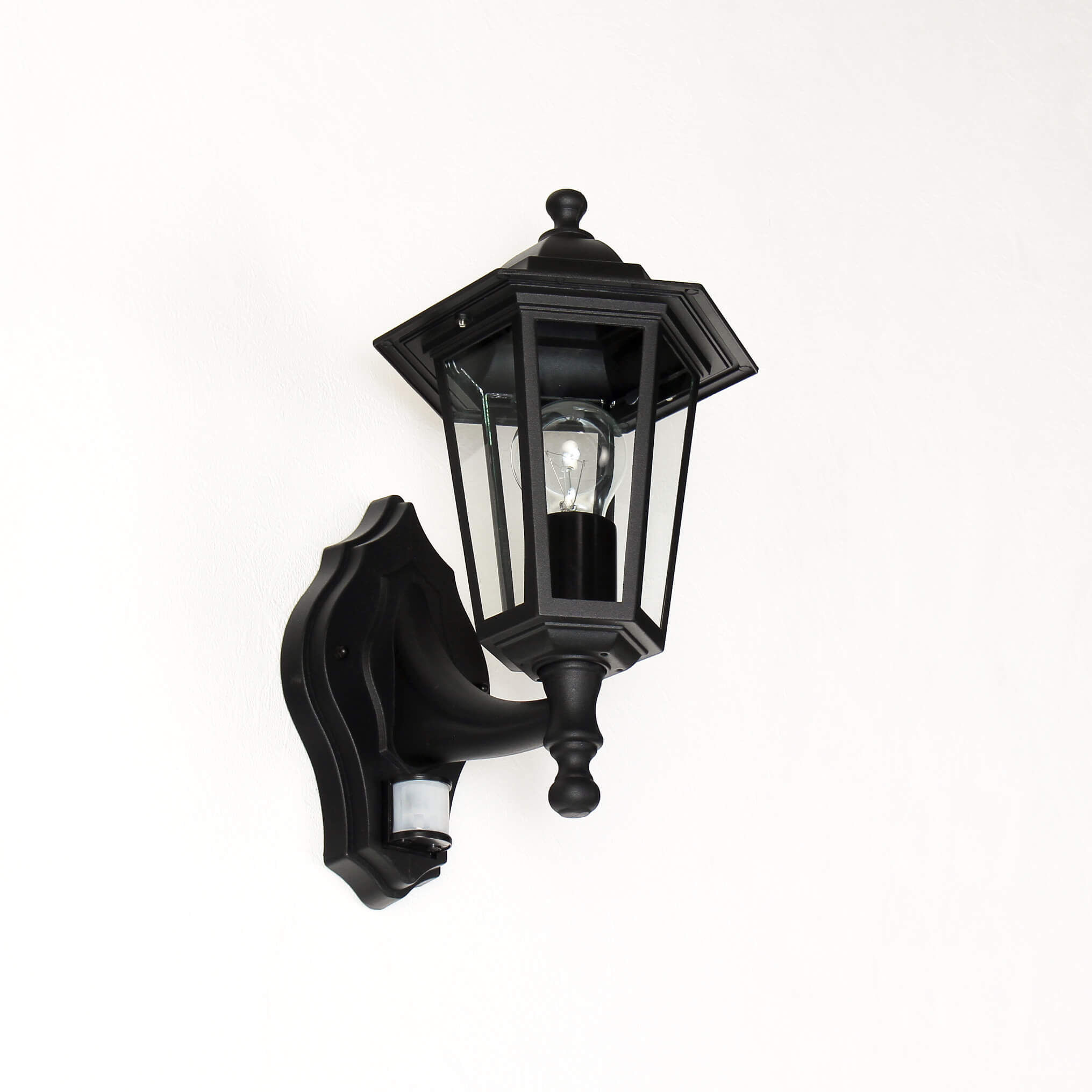 Außenleuchte, Wandleuchte, Laterne, Glas, Schwarz