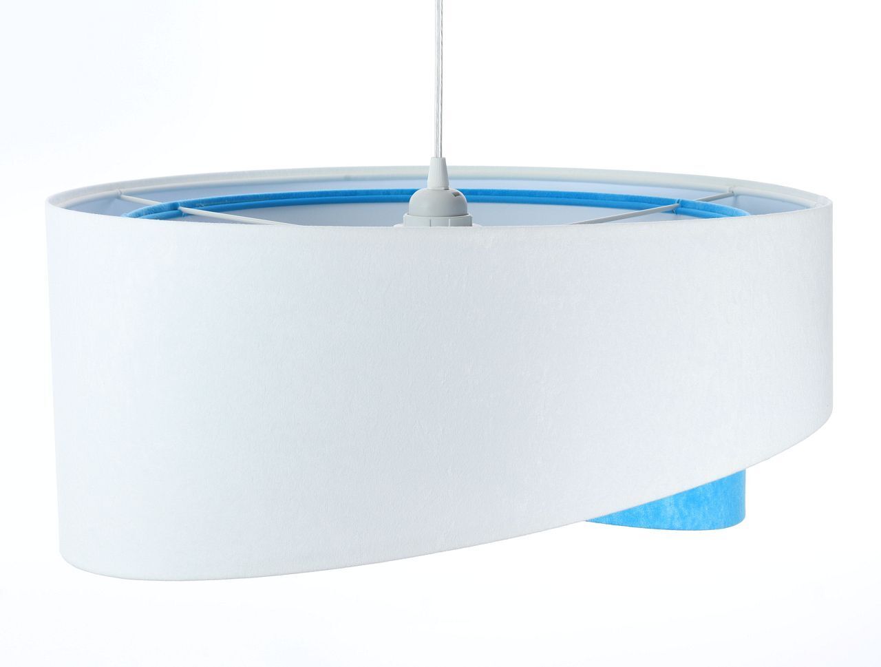 Pendelleuchte rund Ø 50 cm E27 Weiß Blau Stoff Velours Optik