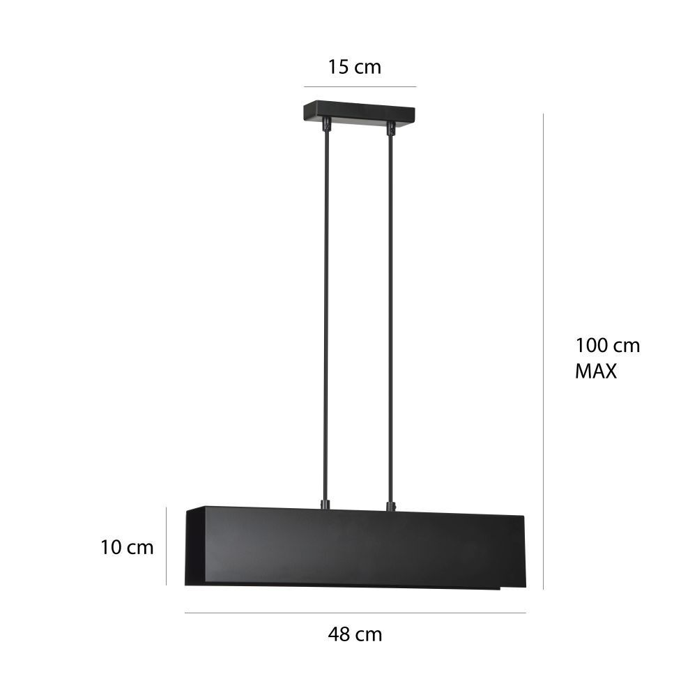 Hängeleuchte Schwarz verstellbar 2x E27 Modern eckig