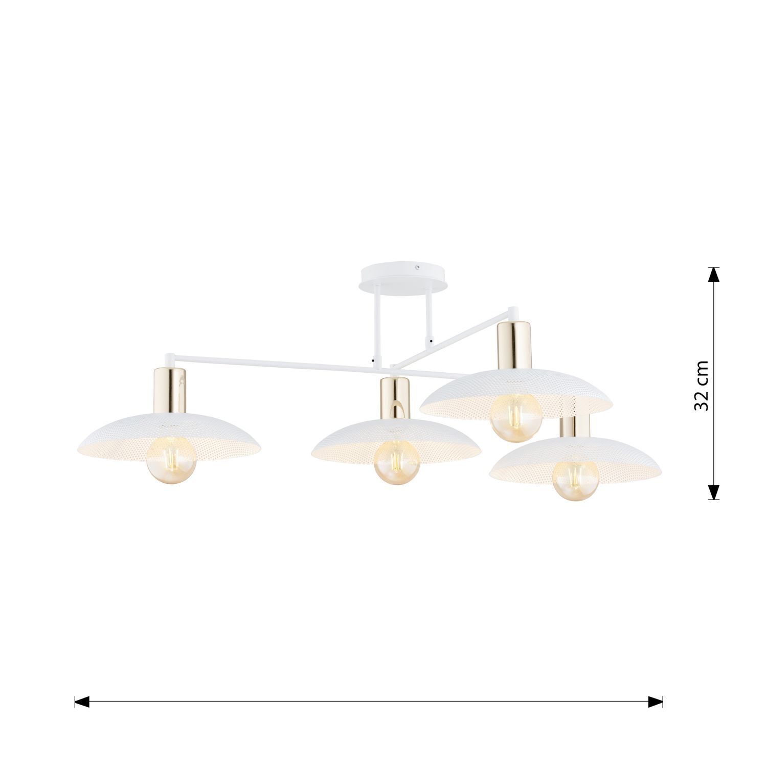 Deckenlampe Weiß Gold 100 cm lang E27 4-flammig Metall