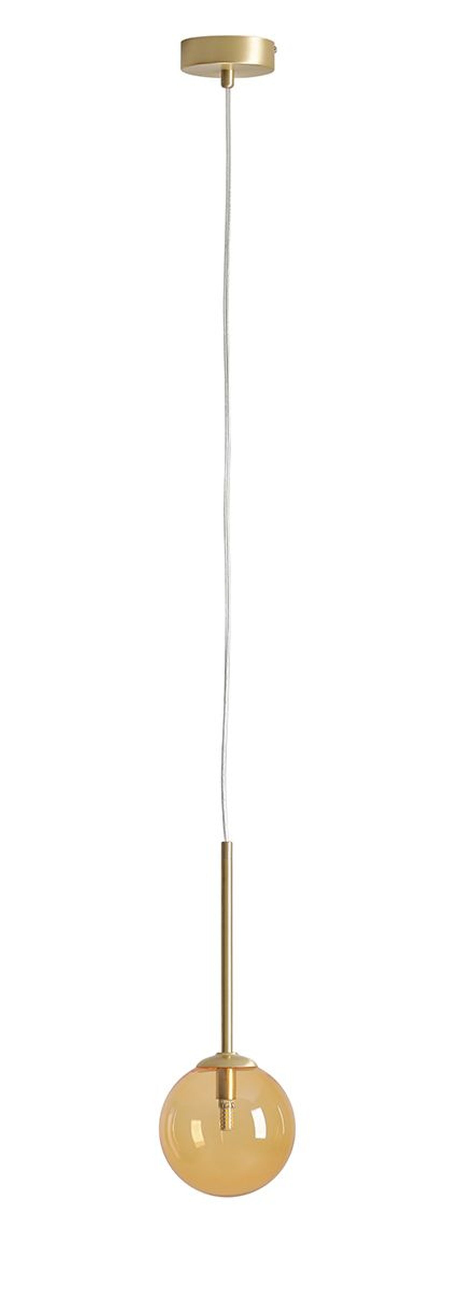 Runde Pendelleuchte G9 Glas Metall in Gold Bernstein
