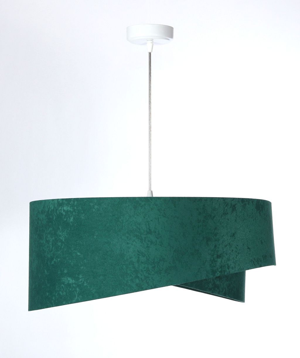 Pendelleuchte rund Ø 50 cm E27 Stoff Velours Optik Grün Weiß Lampe, Visitenkarte, Papier, Text