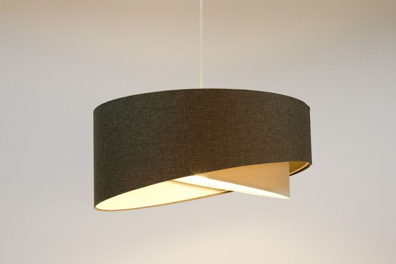 Hängelampe Grau Creme E27 rund Ø 40 cm Stoff Modern