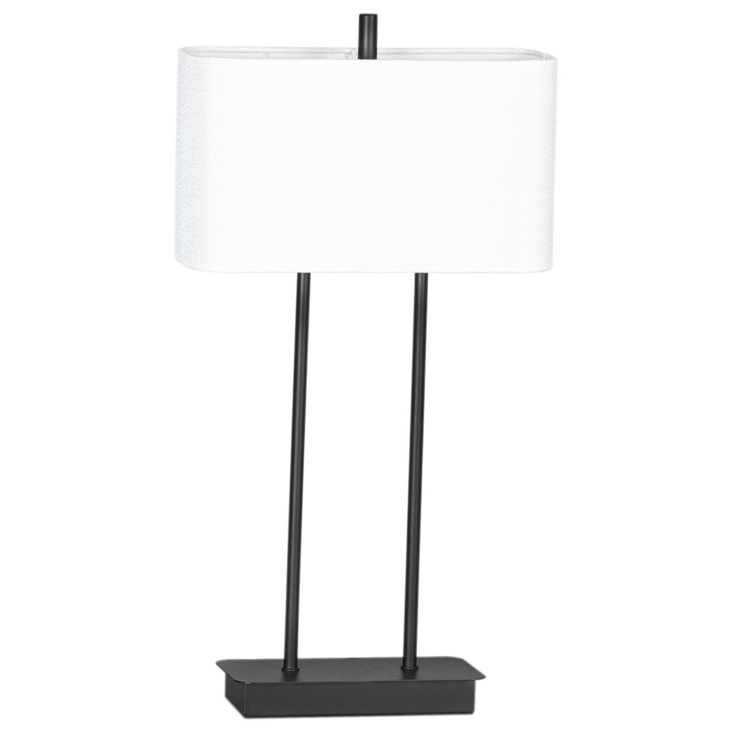 Tischlampe E27 56 cm Schwarz Weiß eckig Stoff Metall