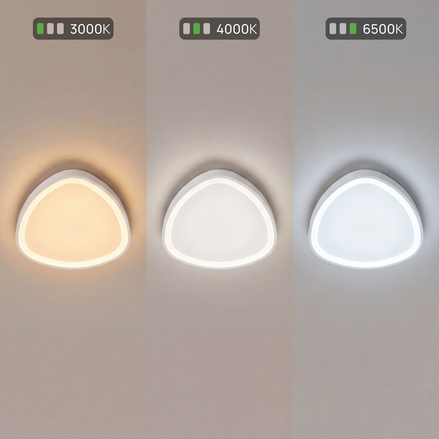LED Deckenlampe Weiß Aluminium dimmbar 3000/4000/6500K Wandleuchte, Wandlampe, LED, Rundform, Warmweiß