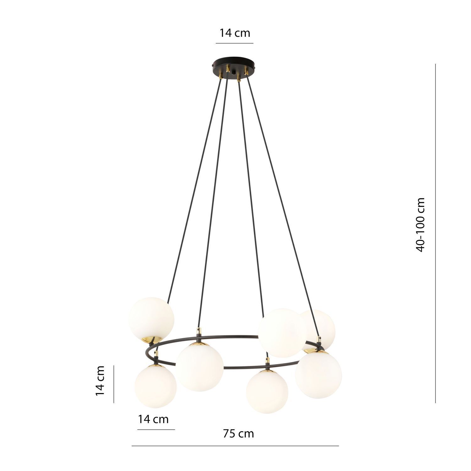 Pendelleuchte Glas Metall Ø 75 cm rund E14 7-flammig BRUNO