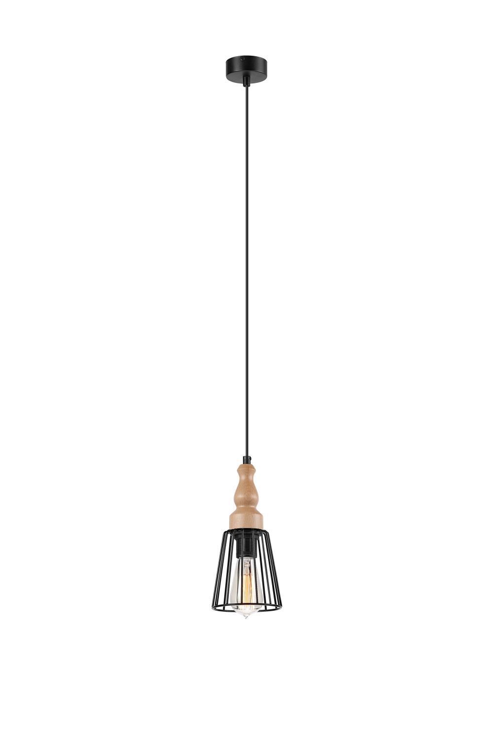 Pendelleuchte Schwarz Holz rund Esstisch Modern