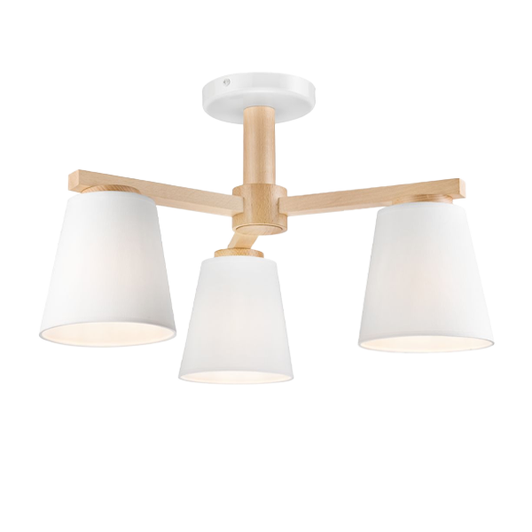 Wohnzimmerlampen Holz deckelampe, pendelleuchte, holz, weiße lampenschirme, 3-flammig