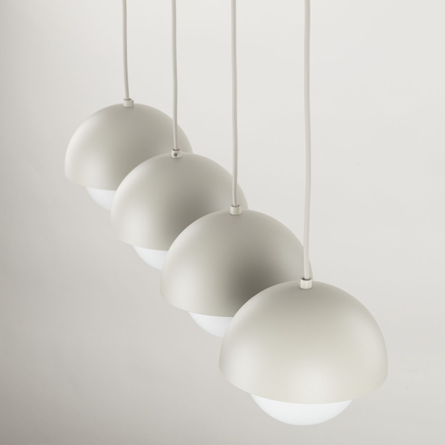 Hängeleuchte länglich 80cm Beige Weiß 4-flammig G9 Glas Metall