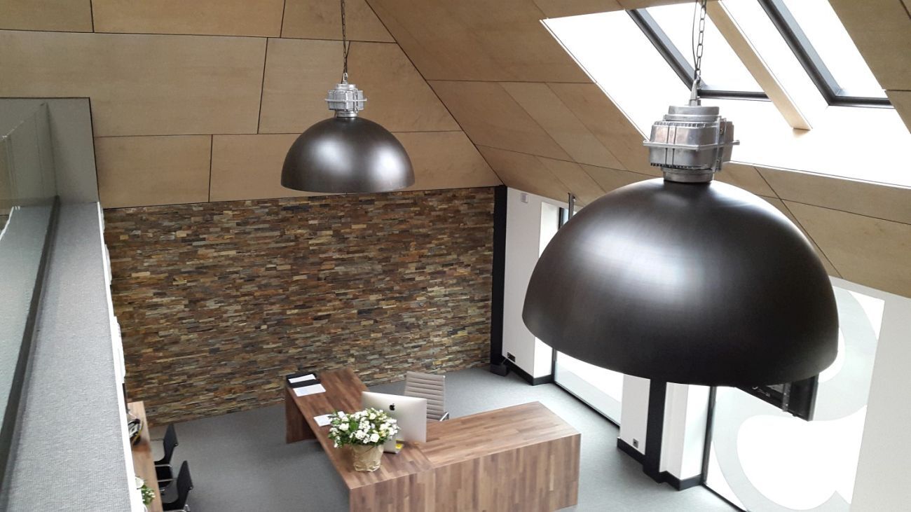 Hängelampe XXL Ø80cm Grau Metall Gold Handarbeit