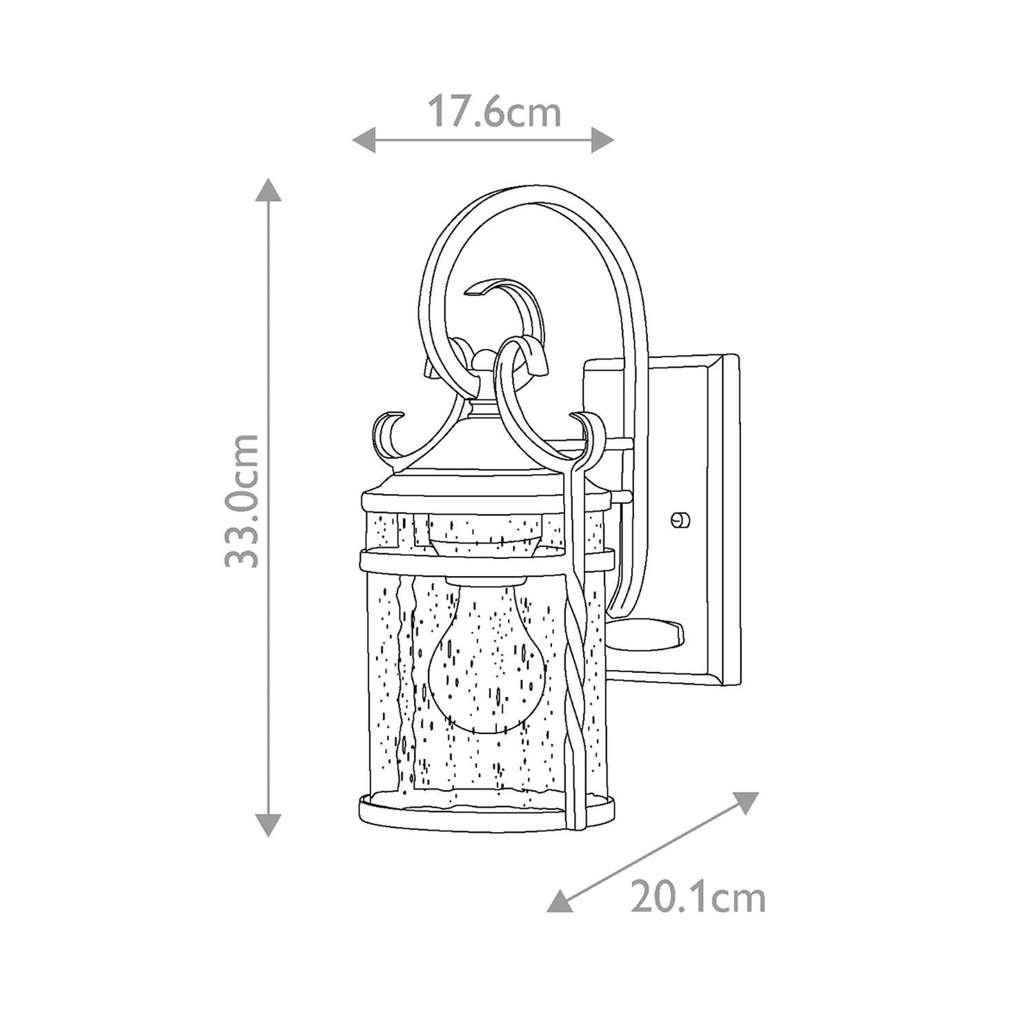 Außenlampe Vintage Aluminium Glas E27 IP44 33 cm hoch