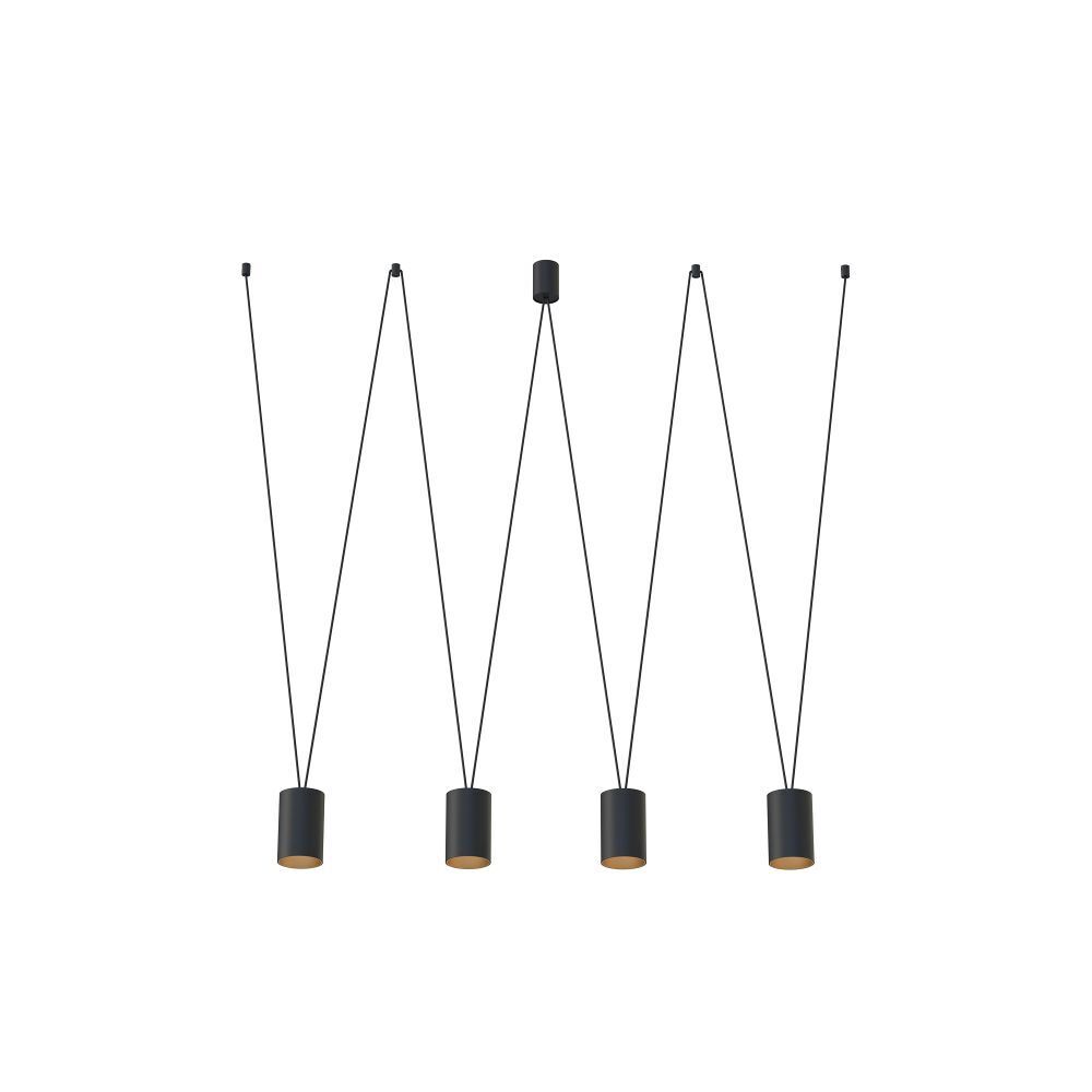 Moderne Hängeleuchte Schwarz Gold L: max. 2 m 4x GU10
