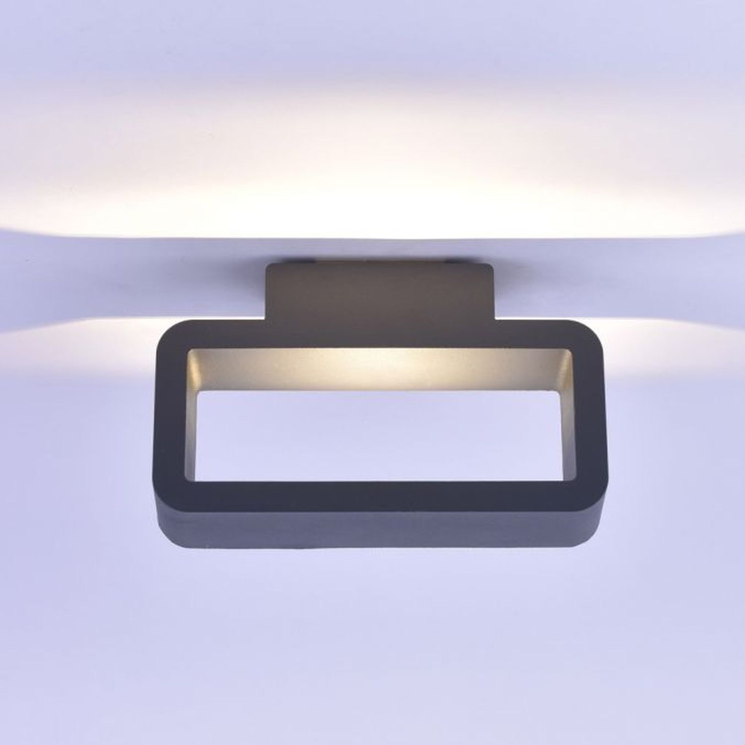 LED Wandleuchte außen Aluminium Anthrazit IP54 B:22 cm Ablage, Griff