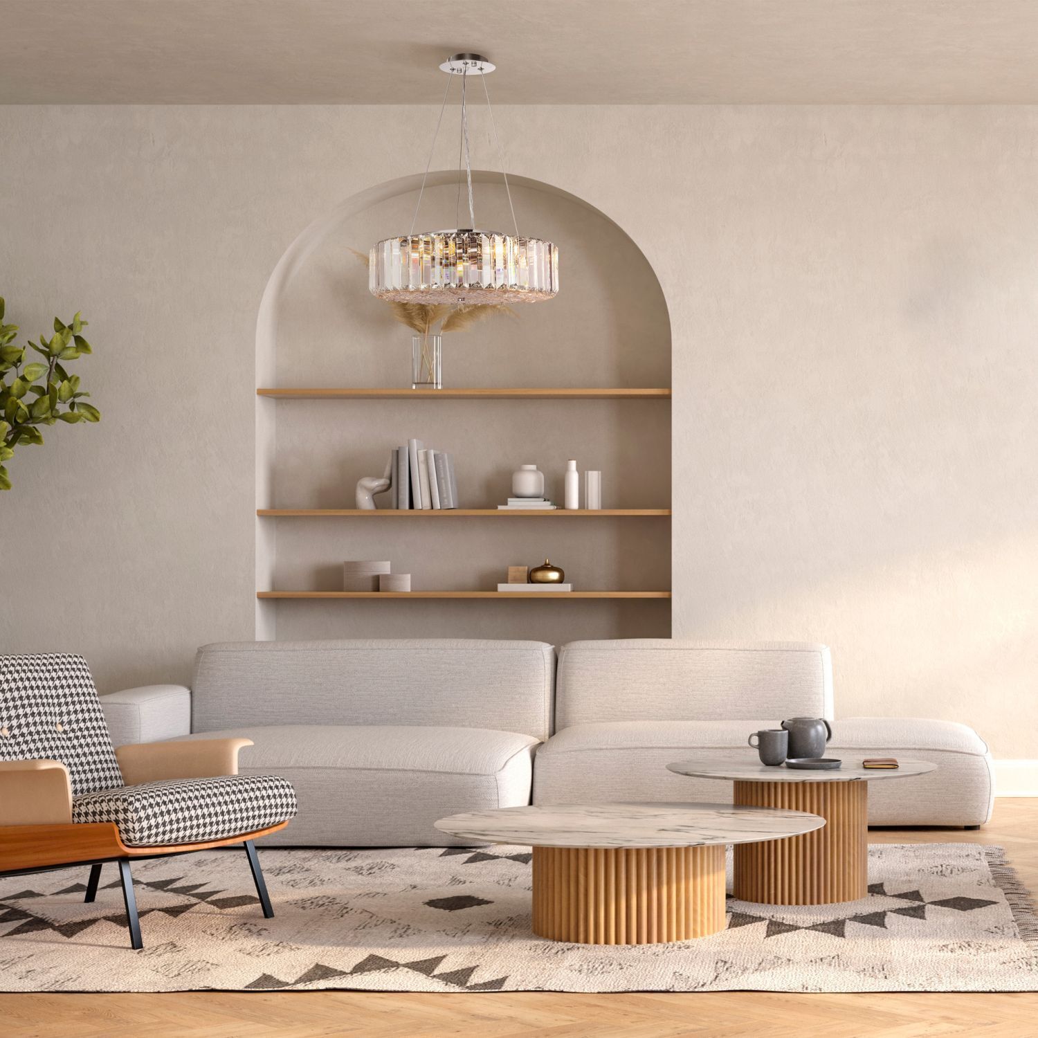 Pendelleuchte Metall Glas D: 40 cm H: max. 85,8 cm E27 Dekoration für Zuhause, Mobiliar, Wohnzimmer, Kaffeetisch, Tabelle