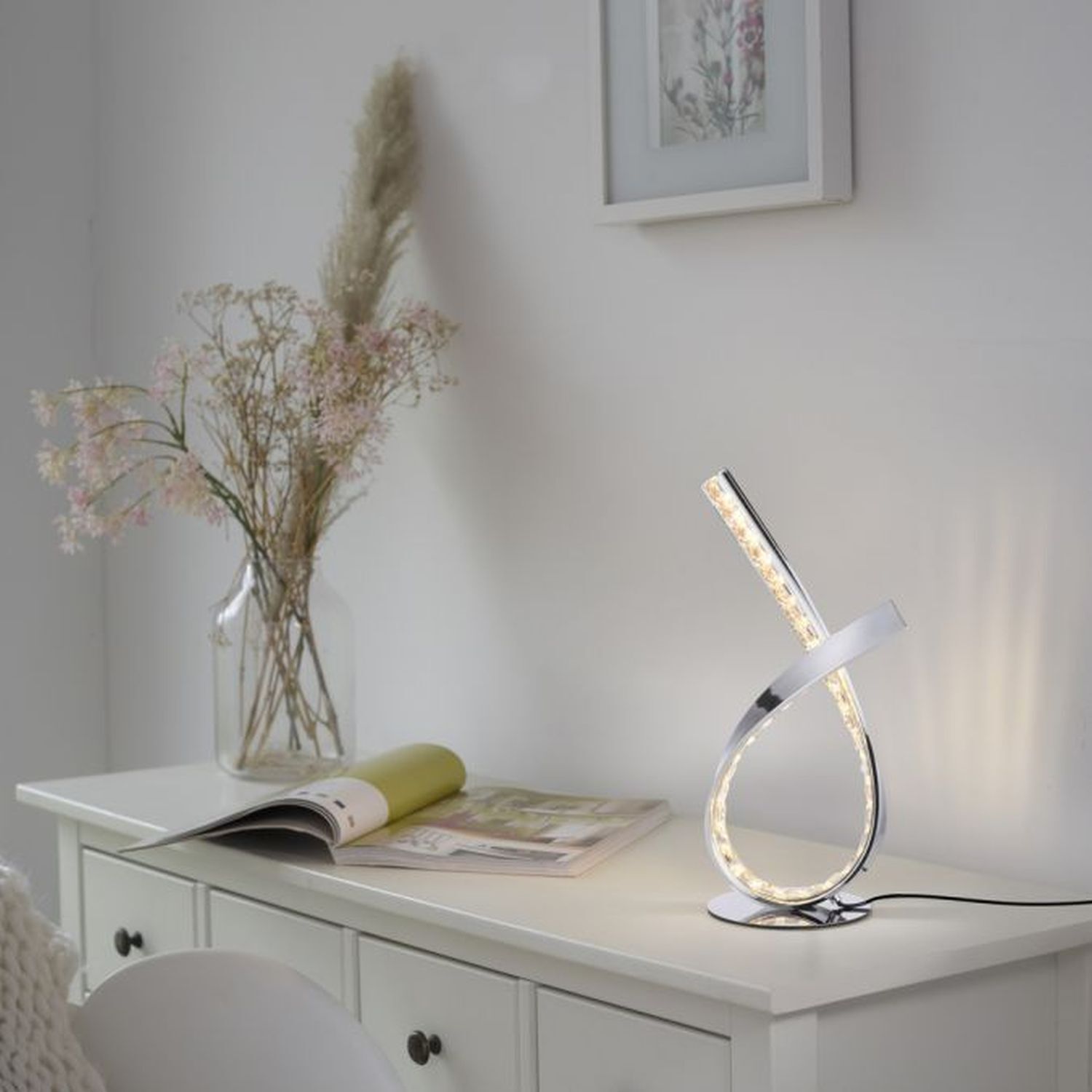 Blumen-Arrangement, Tabelle, Lampe, Schreibtisch, Ikebana