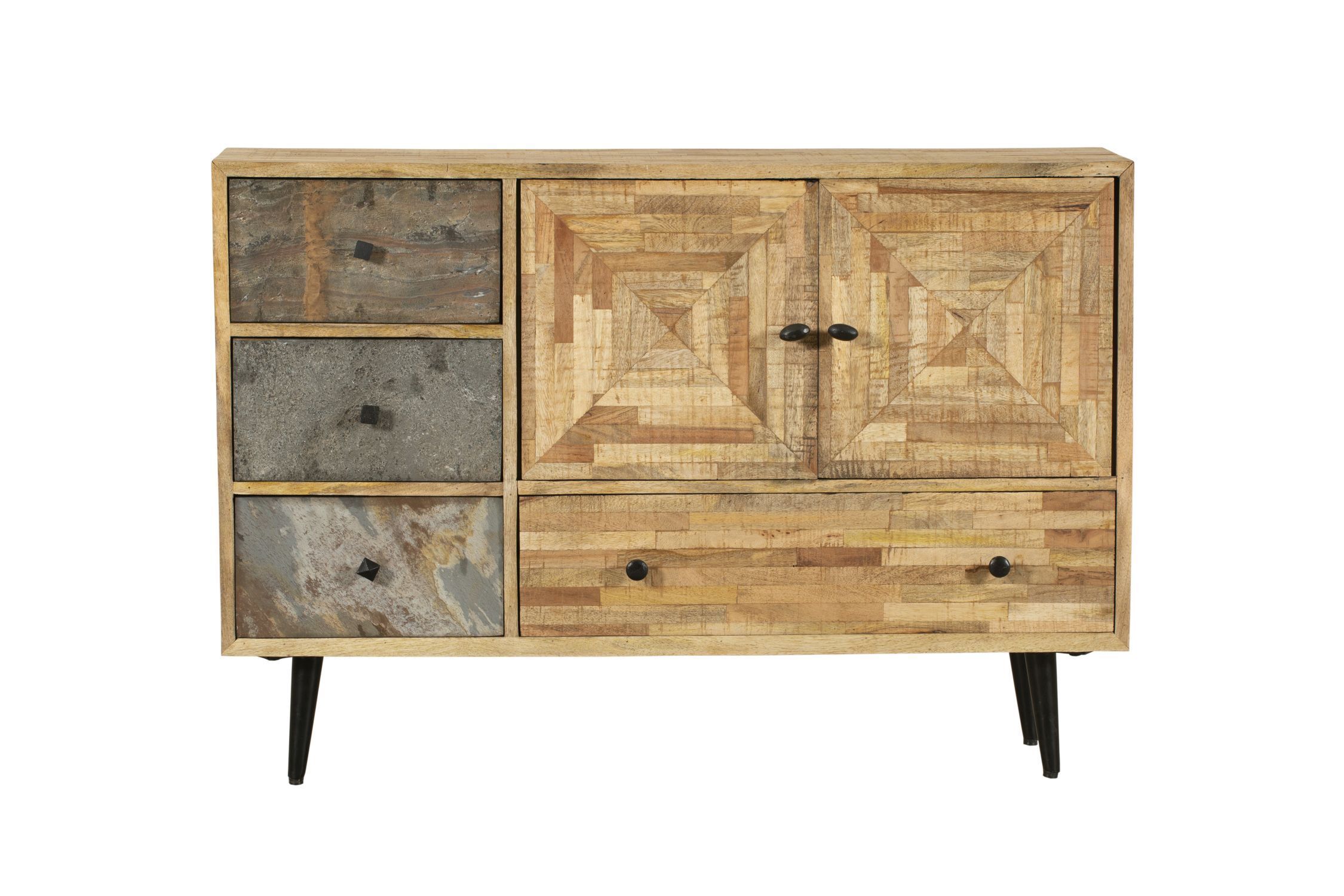 Sideboard Holz Stahl B: 117 cm mit Schubladen Türen Moebel, Anrichte, Schrank, Kabinett