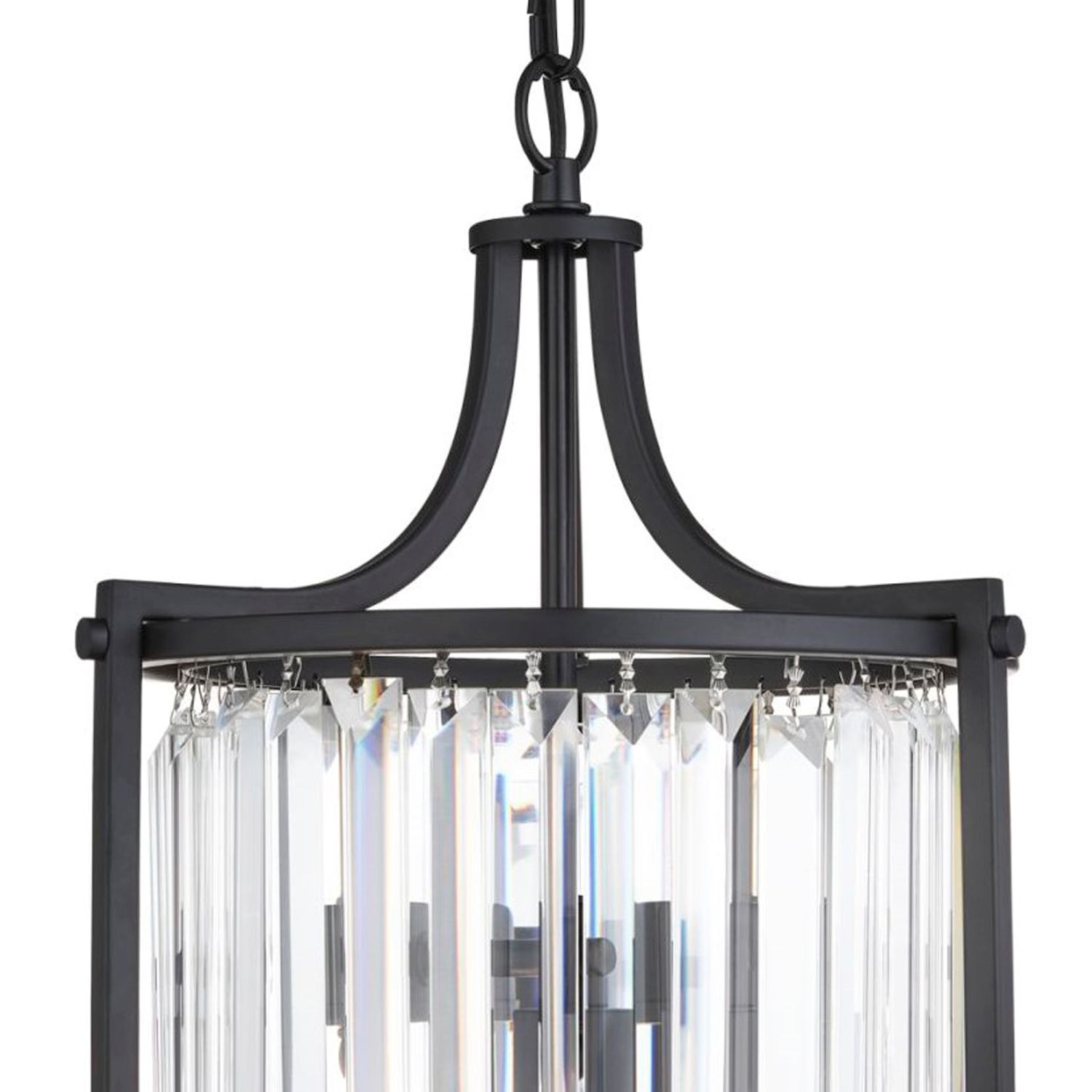 Art Déco Pendelleuchte Schwarz Ø 26 cm Kristall 2x E14