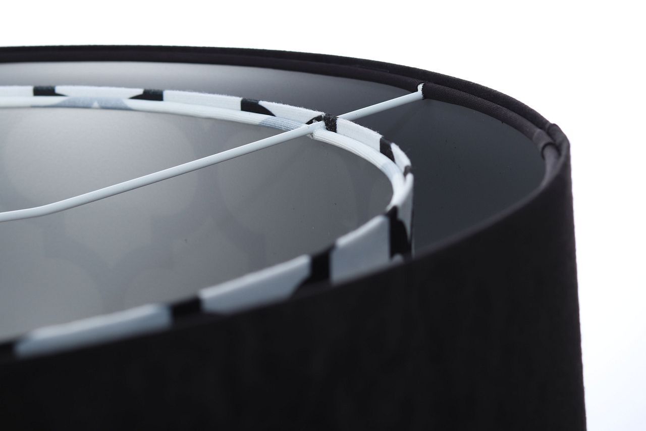 Hängeleuchte rund D: 50 cm Stoff Velours Optik Schwarz Weiß