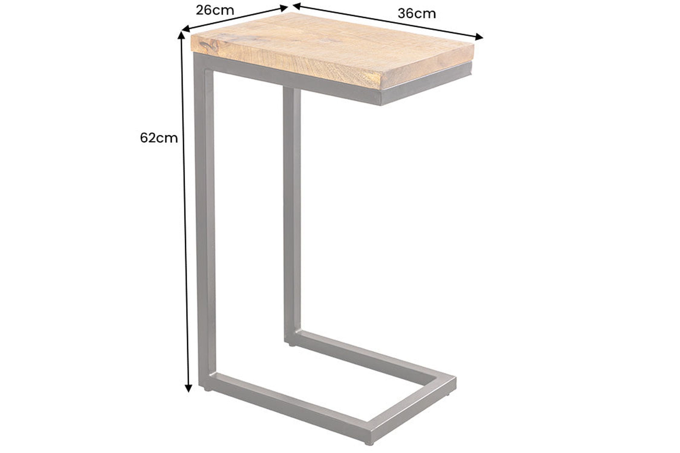 Beistelltisch Mango Holz Metall 26 x 36 cm Moebel, Tabelle, Schreibtisch, Holz