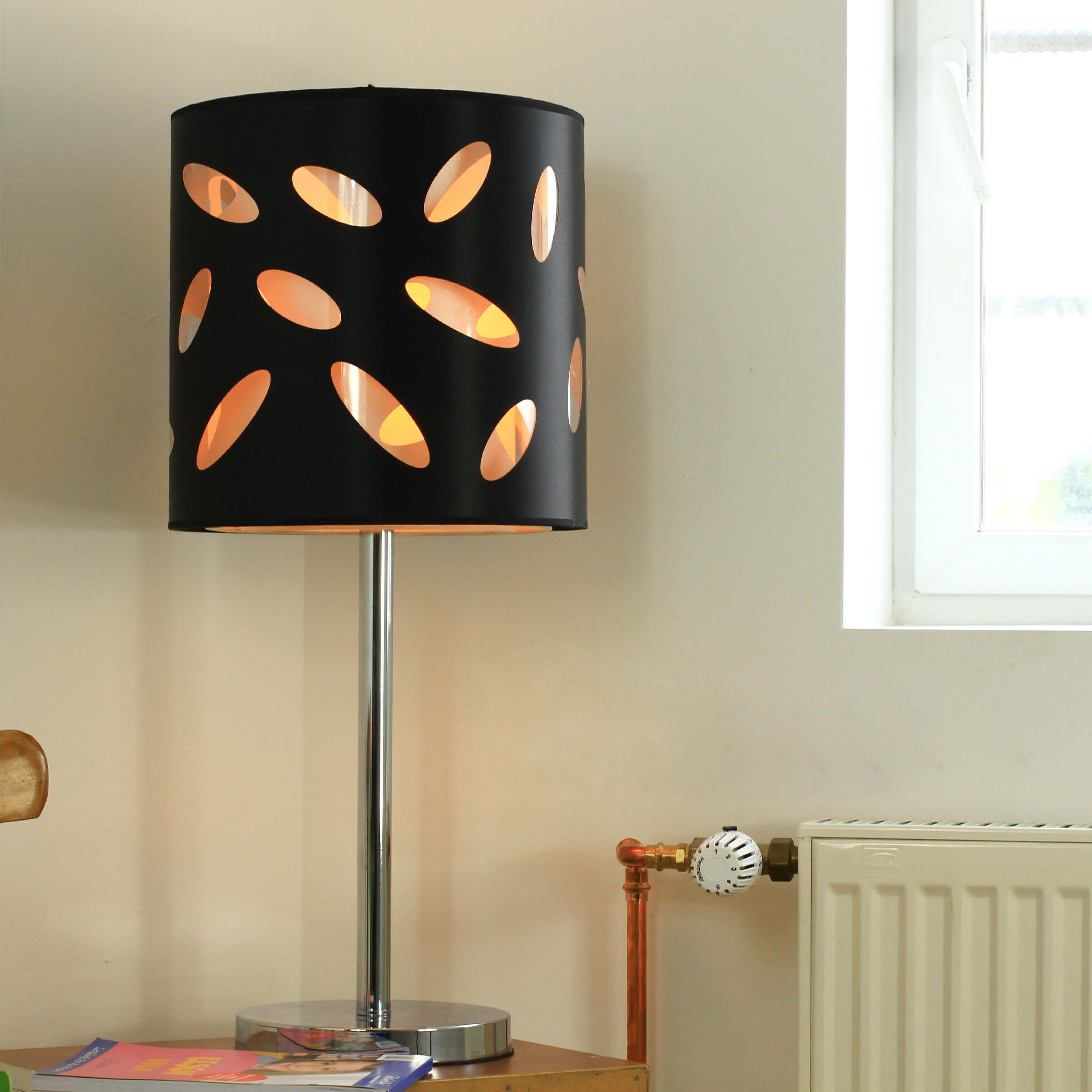 Tischlampe groß 66,5 cm hoch Schwarz E27 Lampe, Lampenschirm
