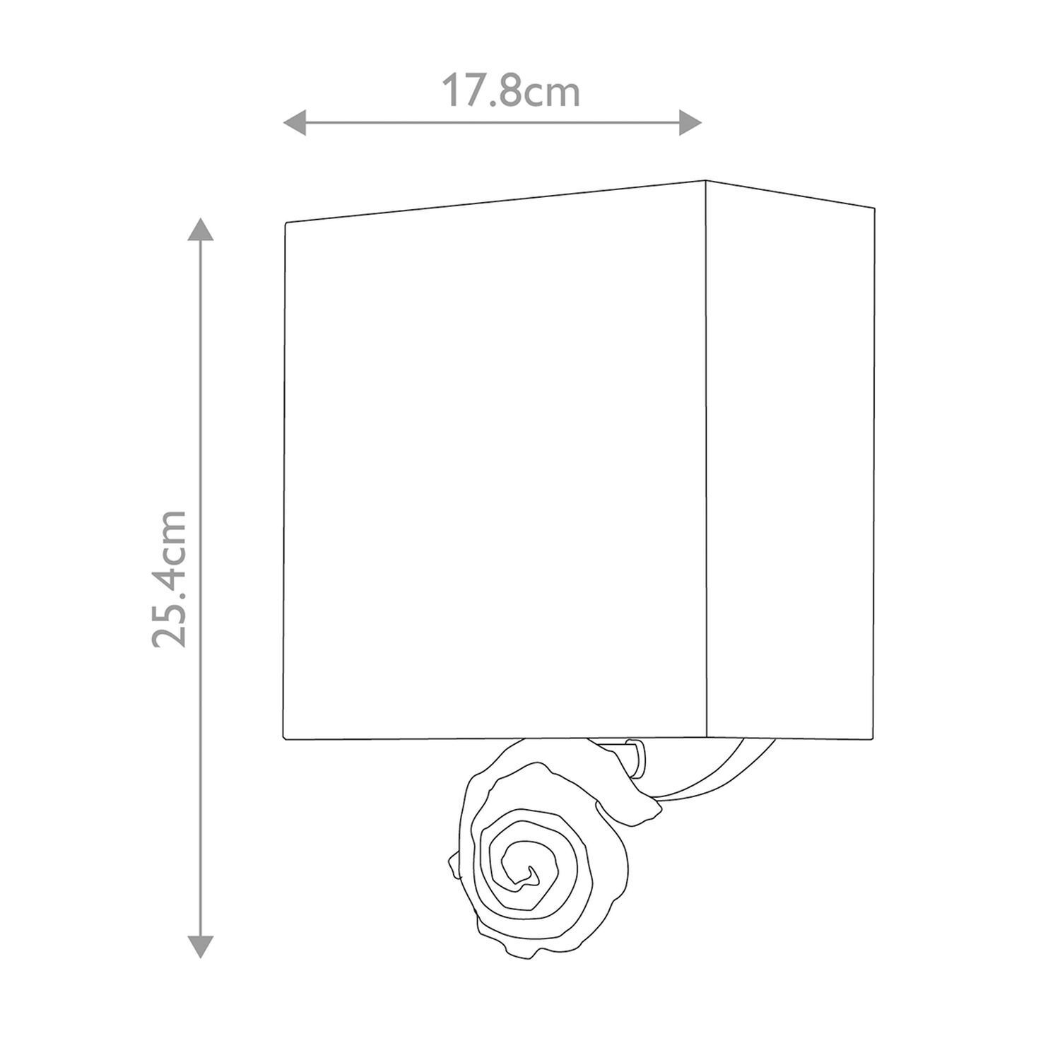 Kleine Wandleuchte Stoff H: 25,4 cm Creme Weiß Wandlampen-Armatur, Wandlampe, Rose, Schmuckrolle, Abschluss-Topper