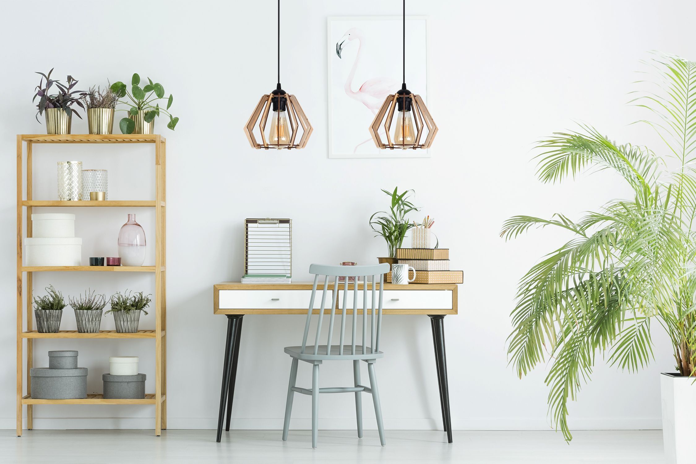 Dekorative Hängelampe Holz E27 2-flammig 50 cm lang Moebel, Tabelle, Innenarchitektur, Esstisch, Pflanze