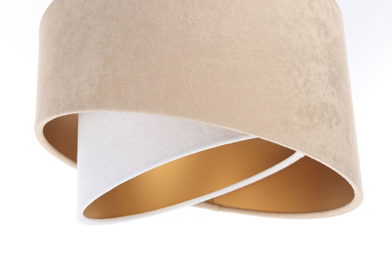 Hängeleuchte 3-flammig in Weiß Beige Gold E27 Stoff