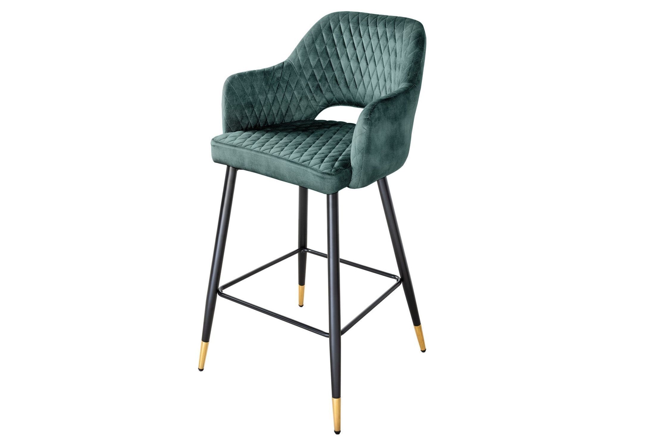 Barstuhl Schwarz Gold aus Samt Metall Retro Design