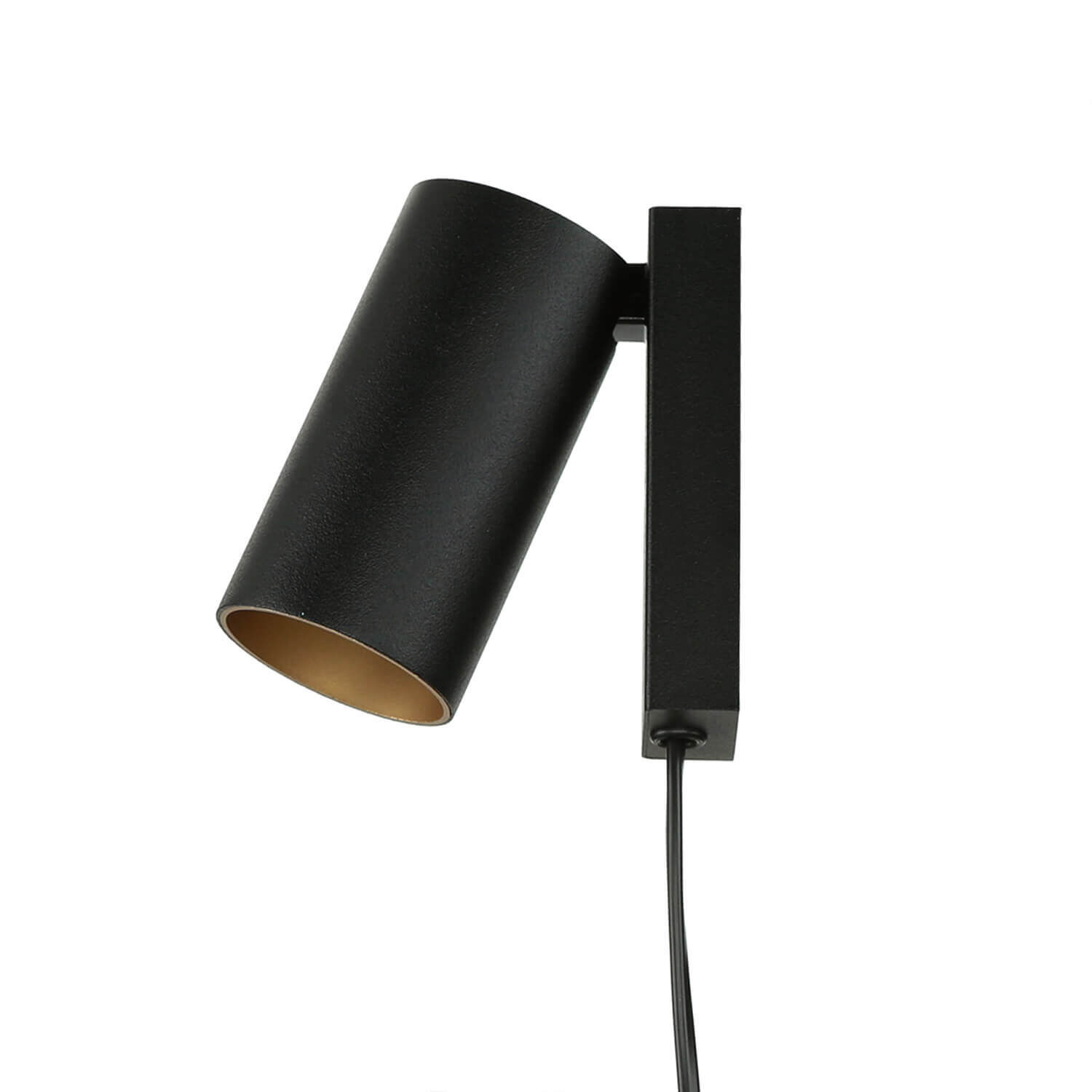 Wandspot mit Schalter Kabel Schwarz Gold GU10