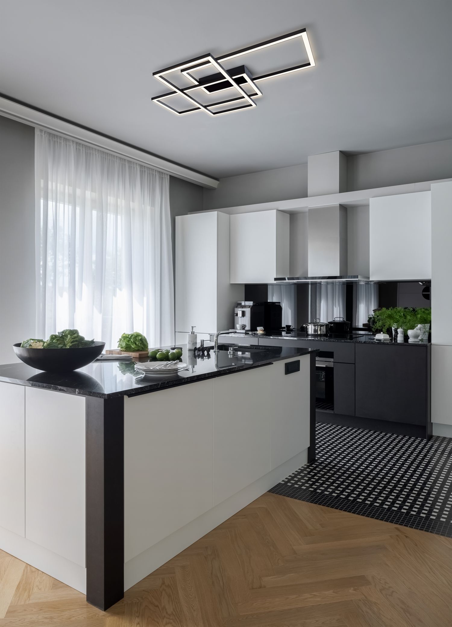 LED Deckenlampe Metall Schwarz warmweißes Licht 3000 K