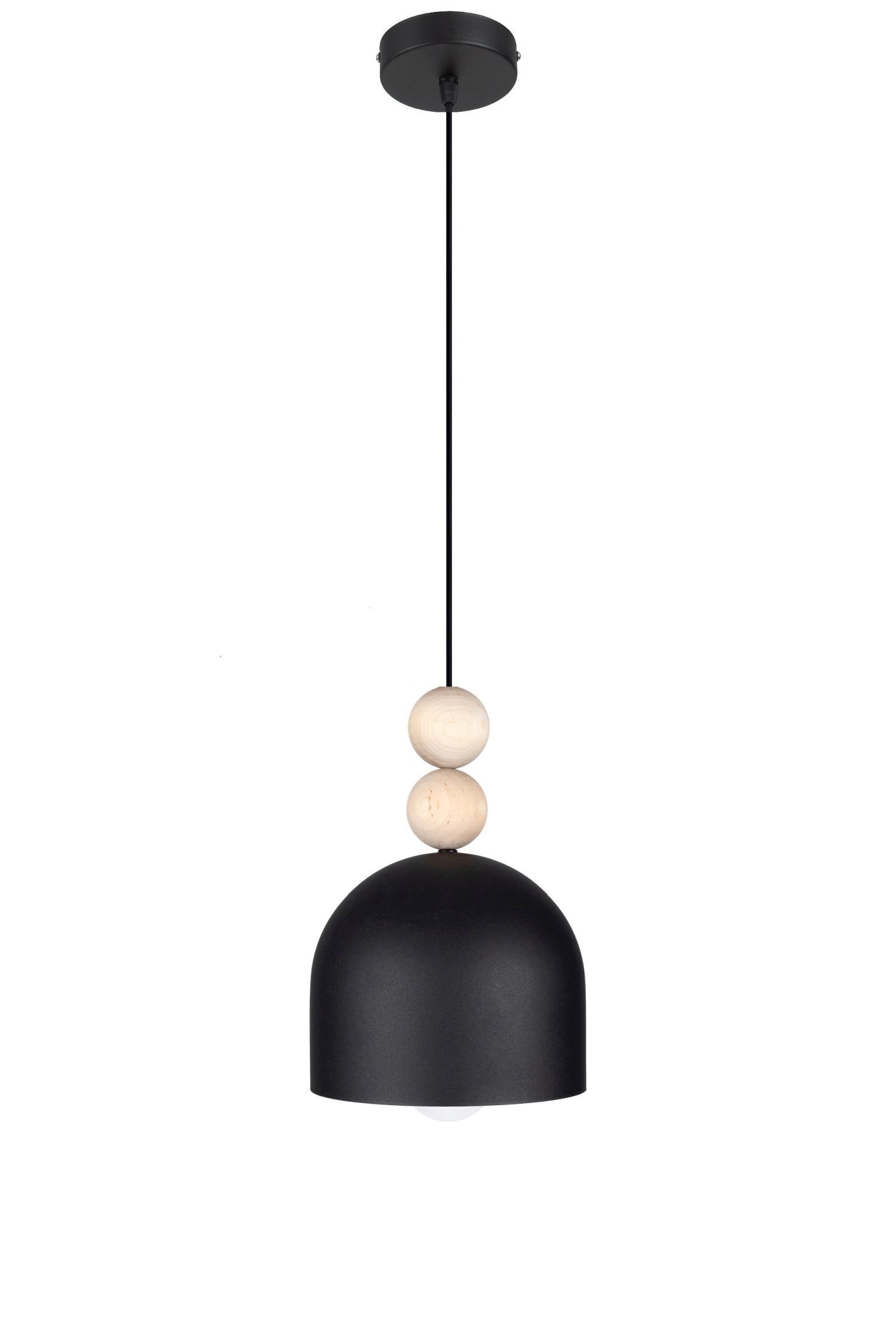 Schwarze Hängeleuchte Metall Holz Ø17 cm E27 wohnlich Lampe