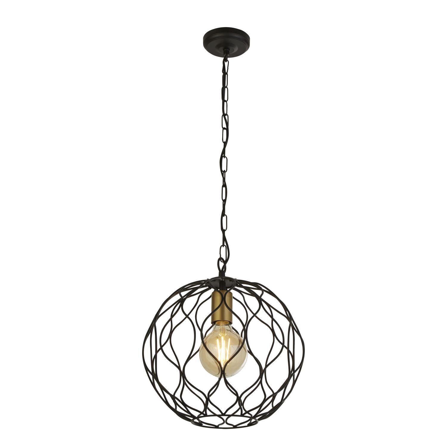 Hängelampe E27 Ø 31,5 cm in Schwarz Gold Metall HOWARD