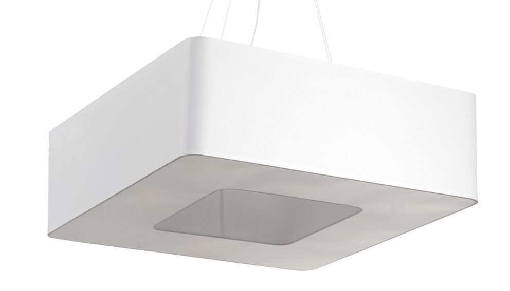 Eckige Hängelampe Weiß Stoff B: 60 cm blendarm 8x E27