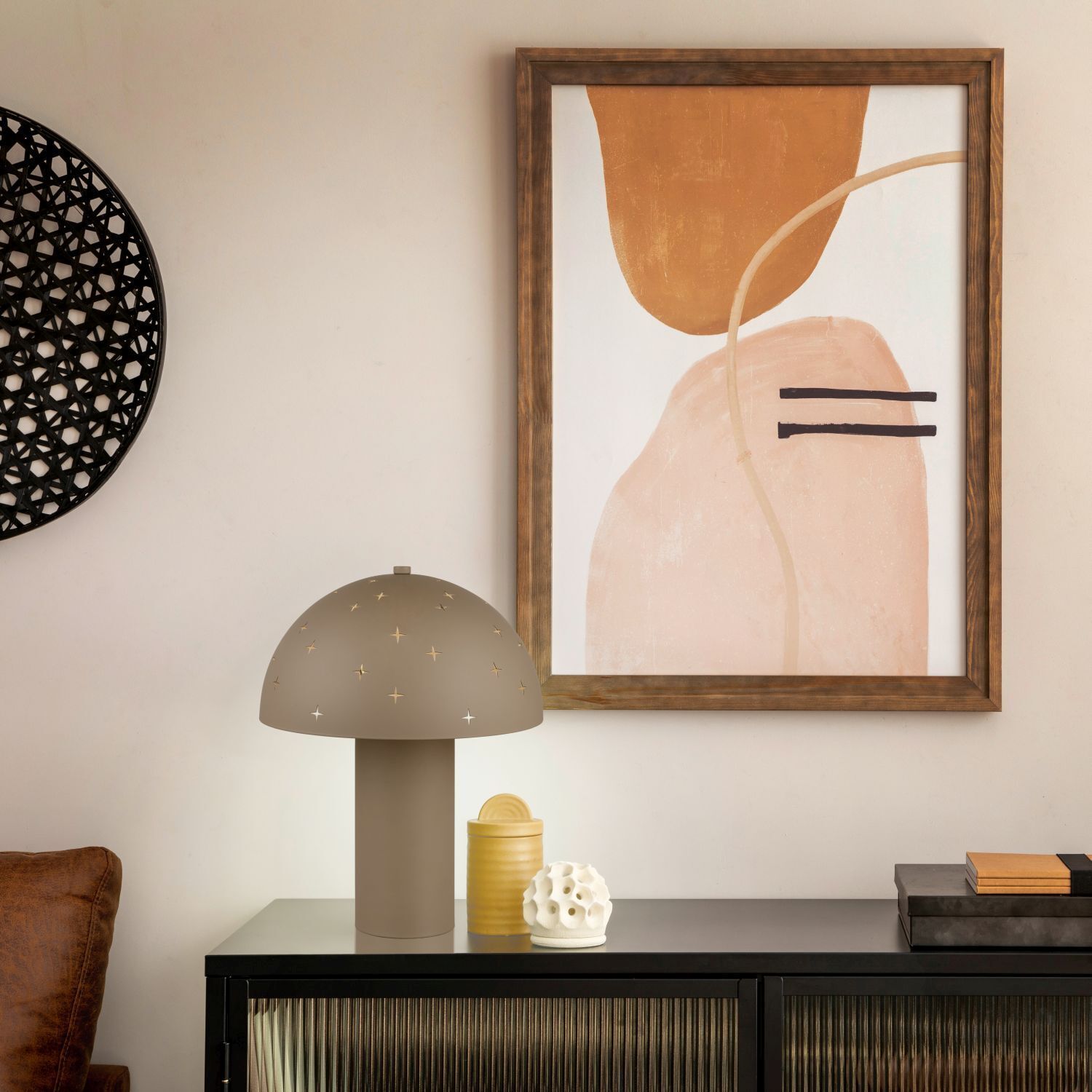 Stylische Tischlampe Taupe Metall E14 32,5 cm Sterne Lampe, Kunst, Malerei, Drinnen, Innenarchitektur