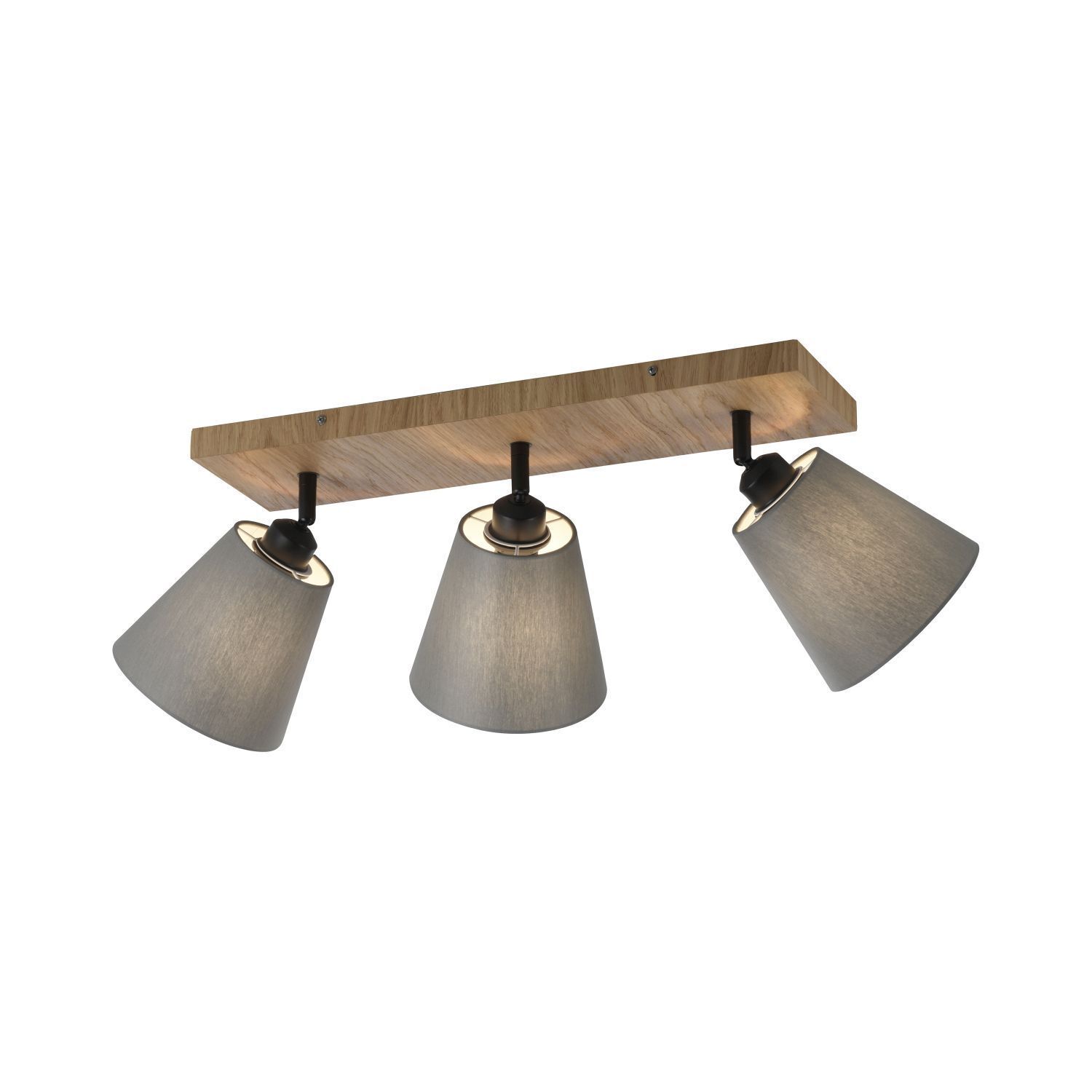 Deckenspot Stoff Holz E27 3-flmg beweglich Taupe Natur